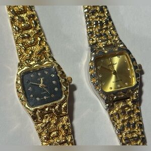 Azur & Japona Ladies Watch Set Gold Nugget 80s 90s Old Money McBling (Untested)